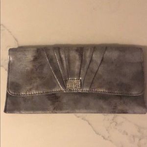 Silver rhinestone clutch